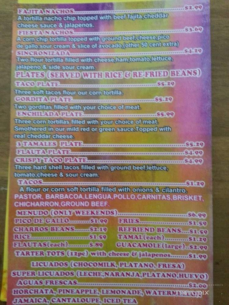 Taco Grande - Lewisville, TX menu_pic