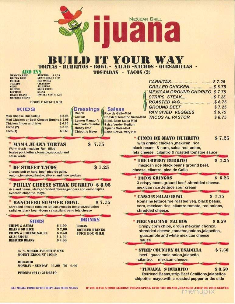 Tijuana Mexican Grill - Mount Kisco, NY menu_pic