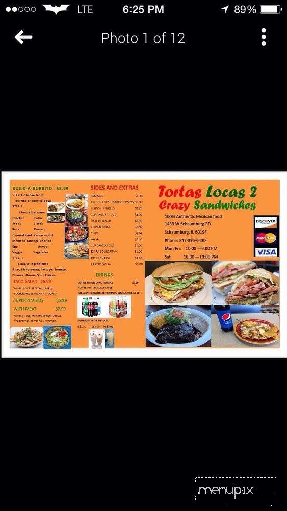 Tortas Locas - Schaumburg, IL menu_pic