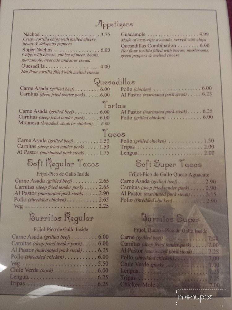 El Parian - San Jose, CA menu_pic