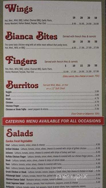 Bianca's Pizza Place - Buffalo, NY menu_pic