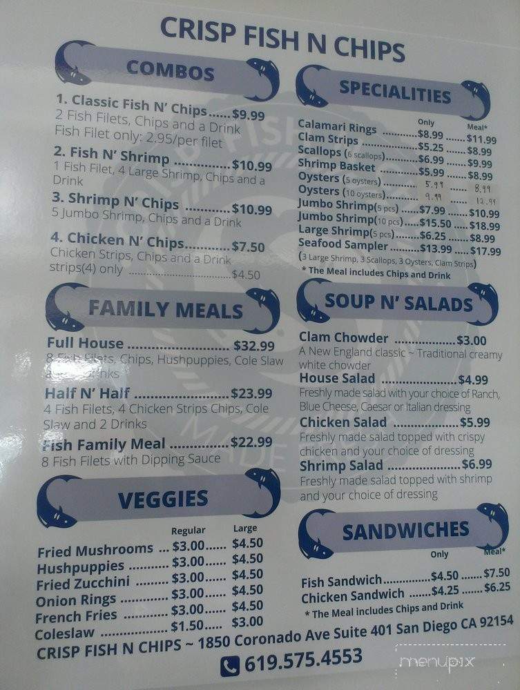 Crisp Fish n Chips - San Diego, CA menu_pic