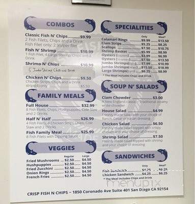 Crisp Fish n Chips - San Diego, CA menu_pic
