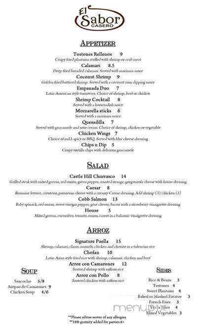 El Sabor Casero - Bronx, NY menu_pic