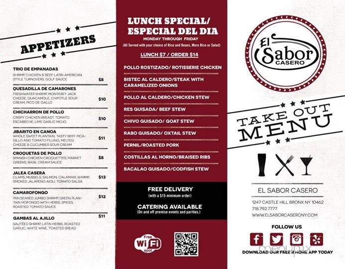 El Sabor Casero - Bronx, NY menu_pic