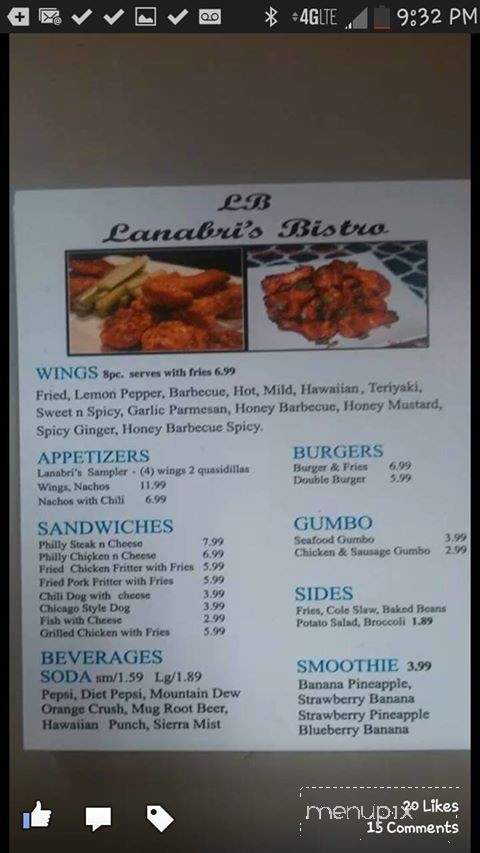 Lanabri's Bistro - Hazelwood, MO menu_pic