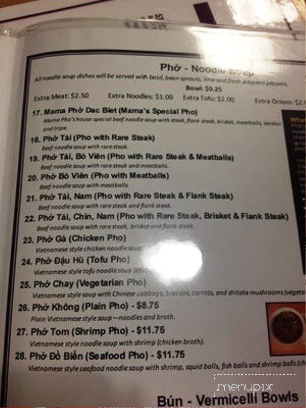 Mama Pho - Honolulu, HI menu_pic