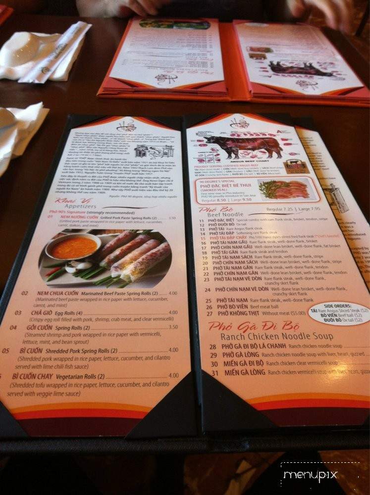 Pho 90 Degree - San Jose, CA menu_pic