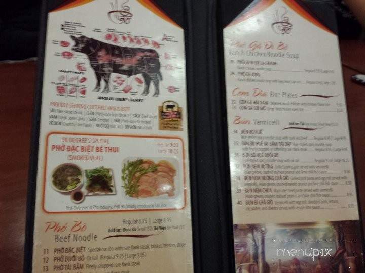 Pho 90 Degree - San Jose, CA menu_pic