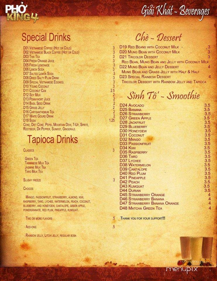 Pho King 4 - Davis, CA menu_pic