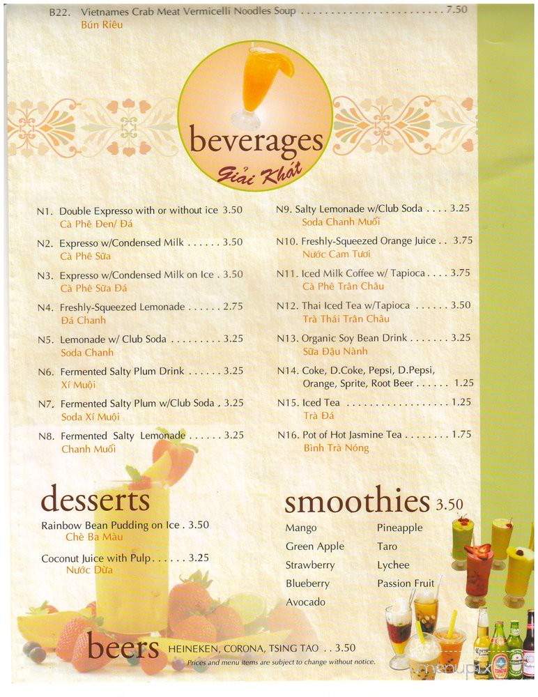 Pho Lena & Grill - Escondido, CA menu_pic