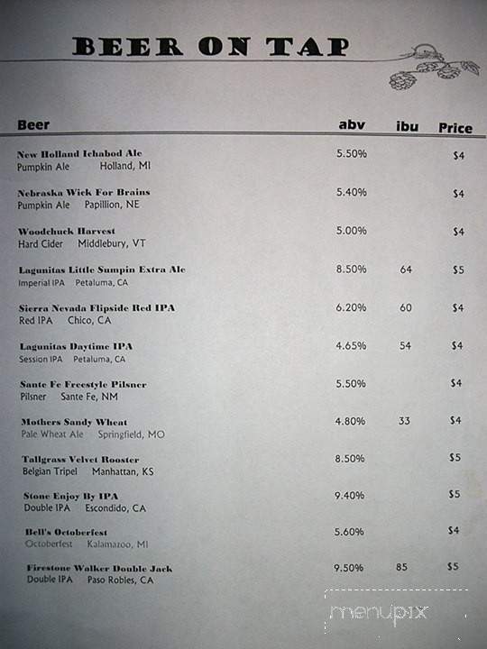 Cellar and Loft - Kansas City, MO menu_pic