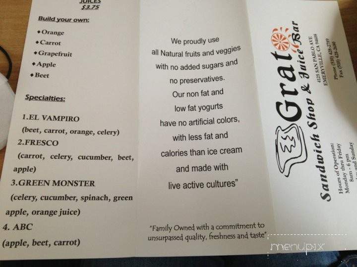 Grato Deli - Emeryville, CA menu_pic