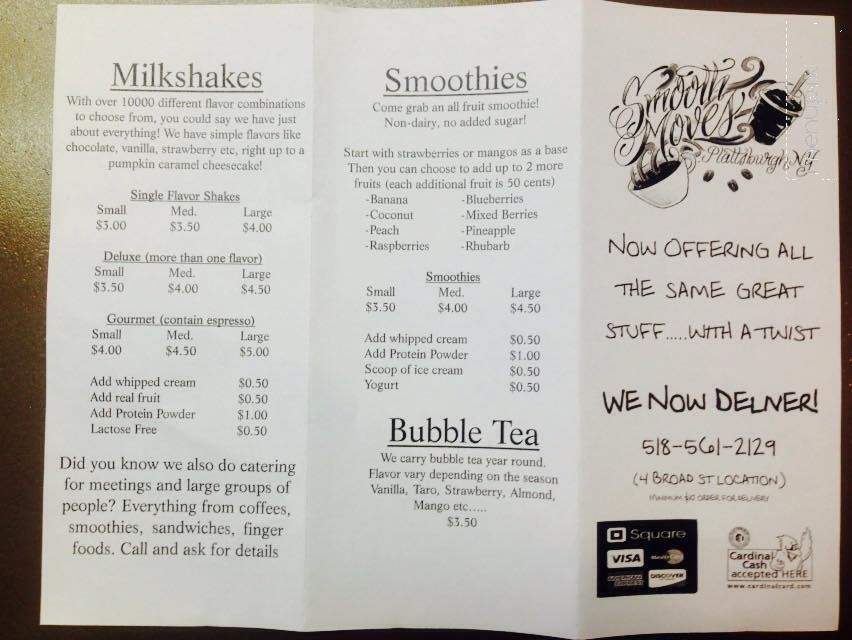 Smooth Moves - Plattsburgh, NY menu_pic