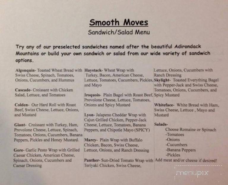 Smooth Moves - Plattsburgh, NY menu_pic