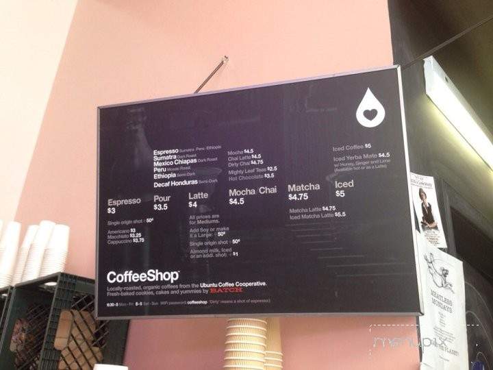 Coffeeshop - San Francisco, CA menu_pic