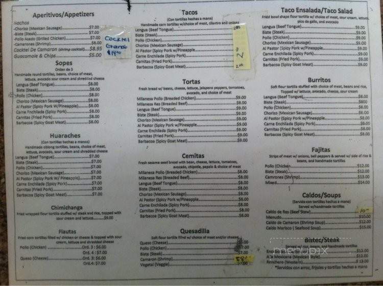 Jenni's Mexican Restaurant - Meriden, CT menu_pic