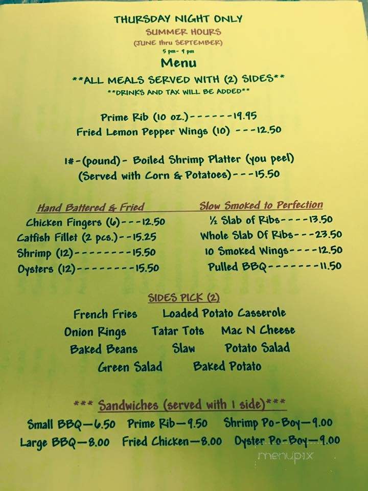 Gates Restaurant - Aliceville, AL menu_pic