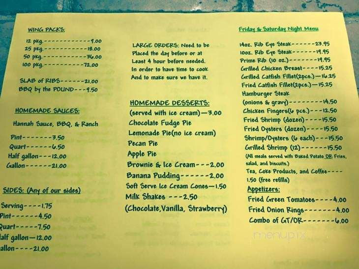 Gates Restaurant - Aliceville, AL menu_pic