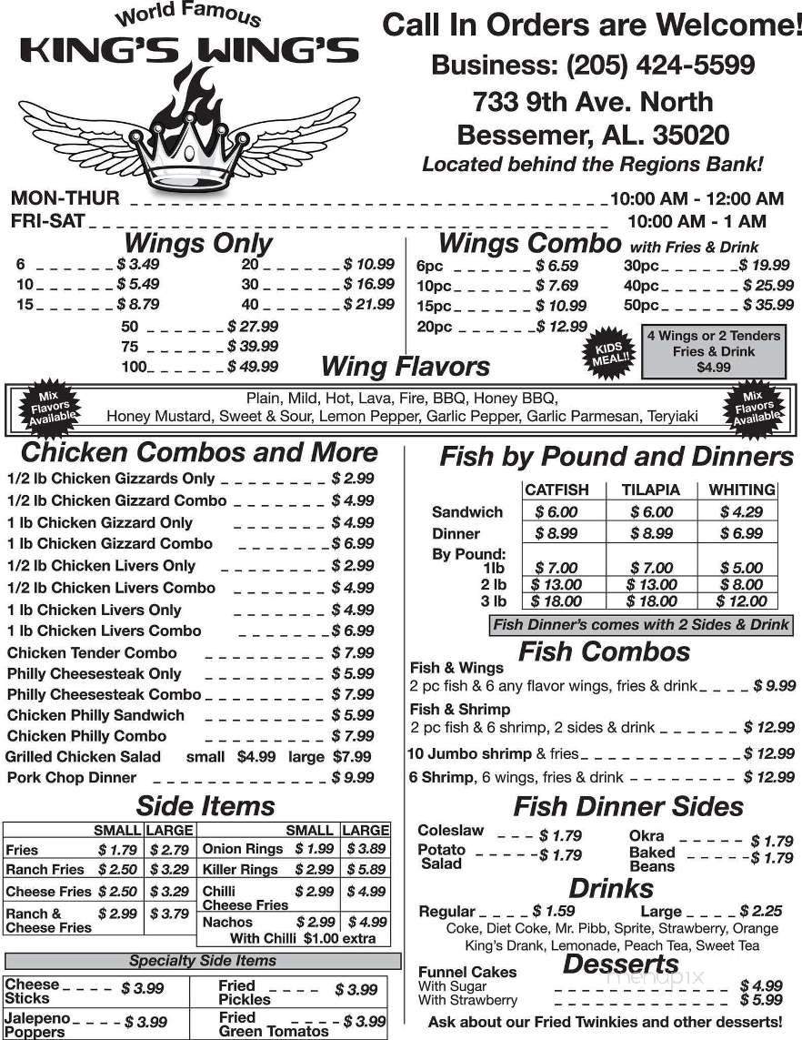 Kings Wings - Birmingham, AL menu_pic