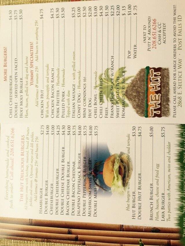 The Hut - Post Falls, ID menu_pic