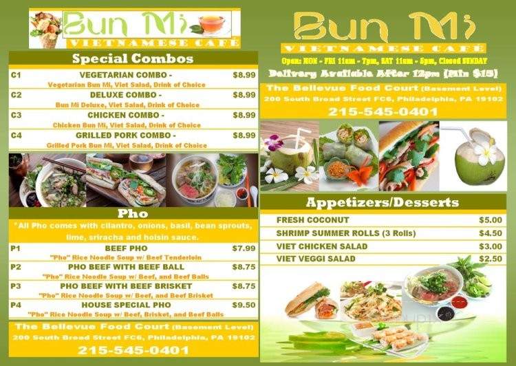 Bun Mi Vietnamese Cafe - Philadelphia, PA menu_pic
