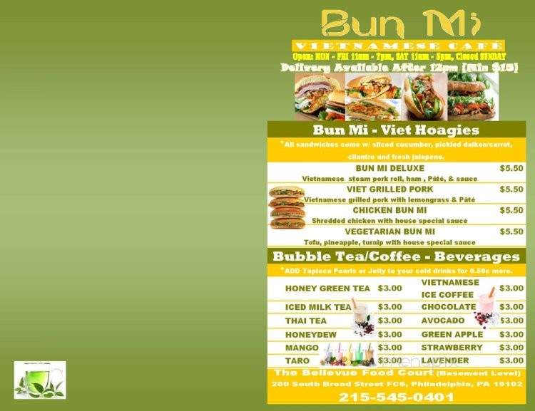 Bun Mi Vietnamese Cafe - Philadelphia, PA menu_pic
