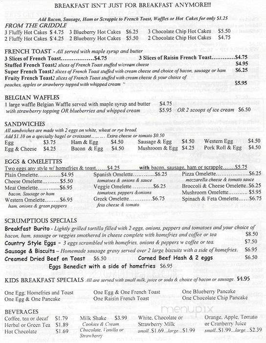 Hatboro's TNT Diner - Hatboro, PA menu_pic