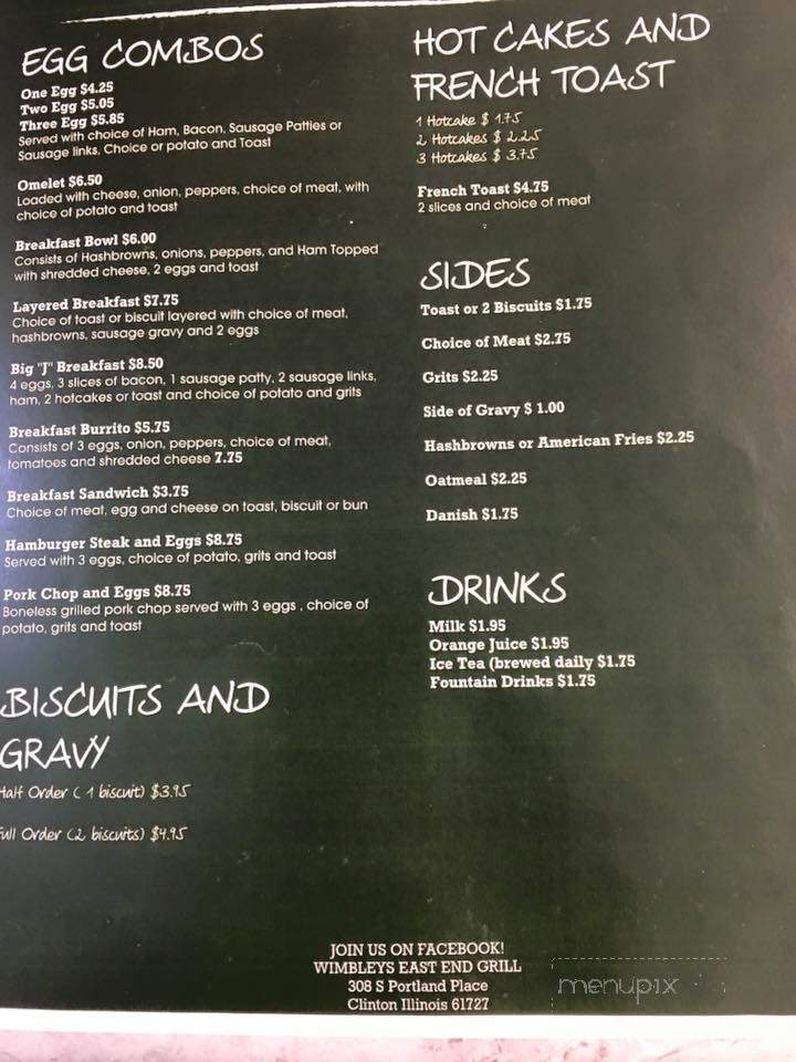 Wimbly's East End Grill - Clinton, IL menu_pic