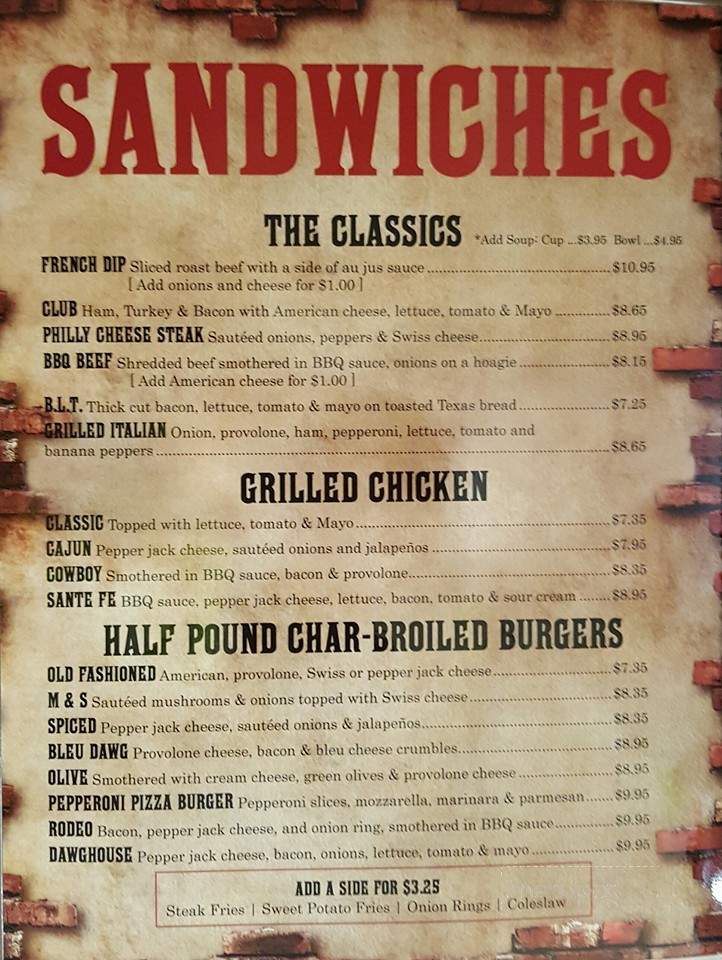 Dawghouse Bar & Grill - Canyon, MN menu_pic