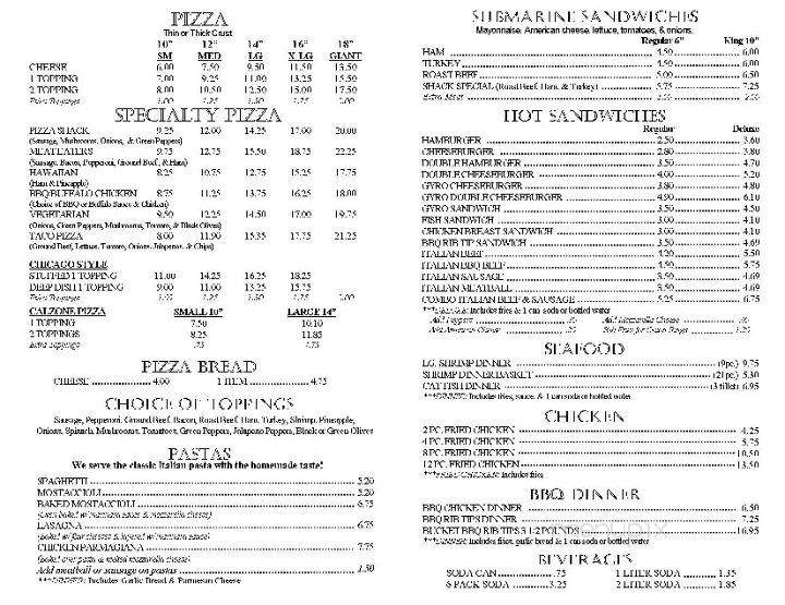 Pizza Shack 3 - Hammond, IN menu_pic