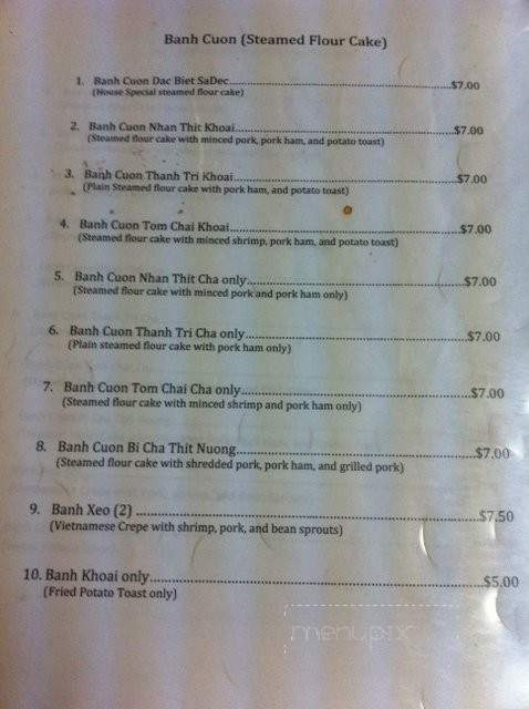 Menu Of Banh Cuon Sadec In Baton Rouge La 70815