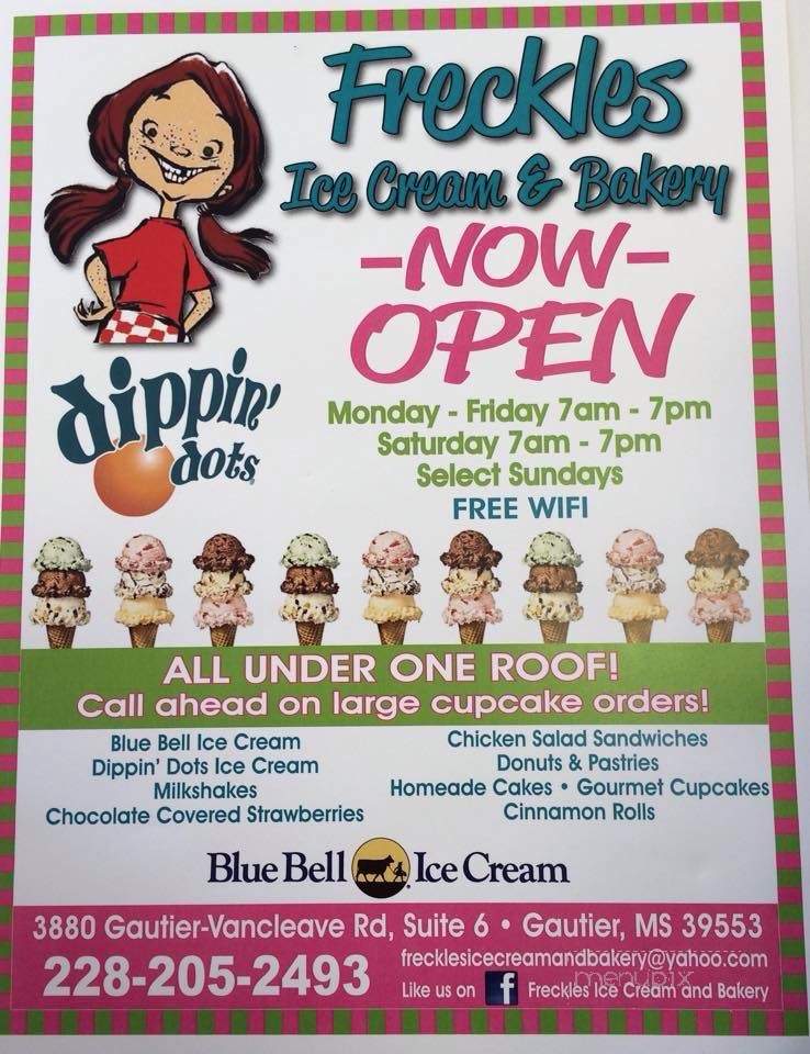 Freckles Ice Cream and Bakery - Gautier, MS menu_pic