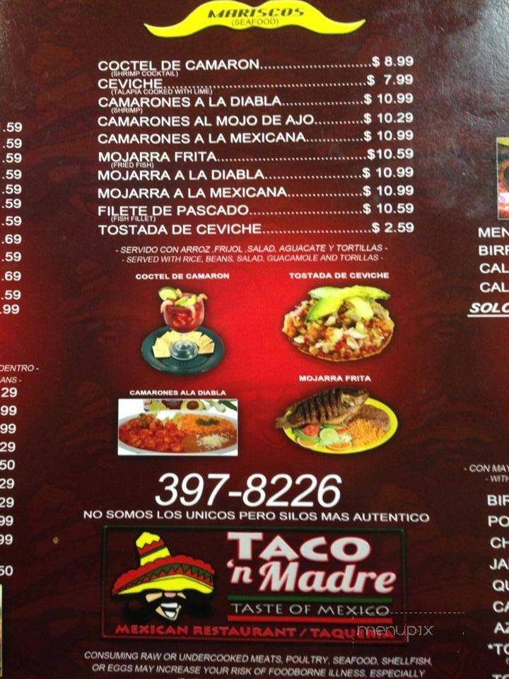 Taco N Madre - Cairo, GA menu_pic