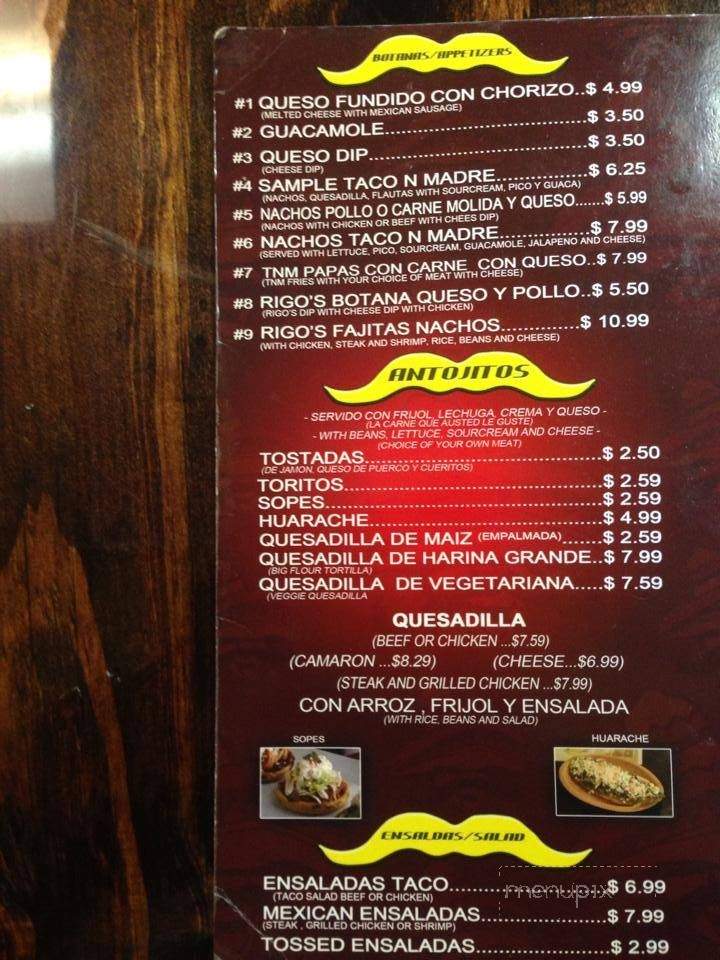 Taco N Madre - Cairo, GA menu_pic