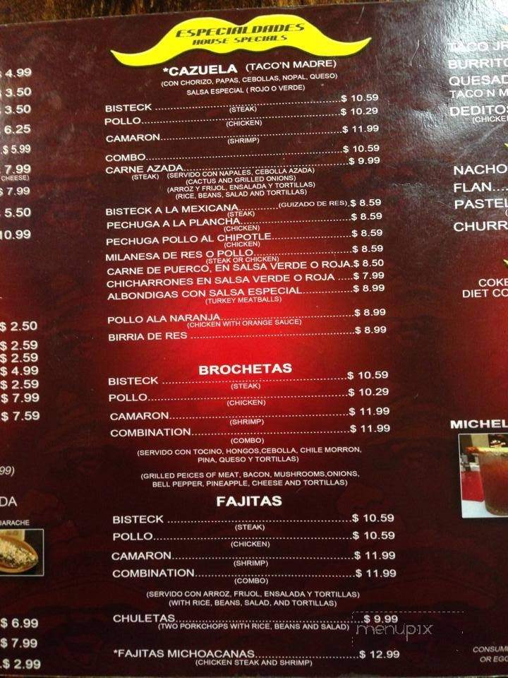 Taco N Madre - Cairo, GA menu_pic