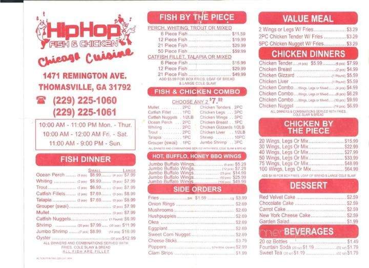 Hip-Hop Fish And Chicken - Thomasville, GA menu_pic