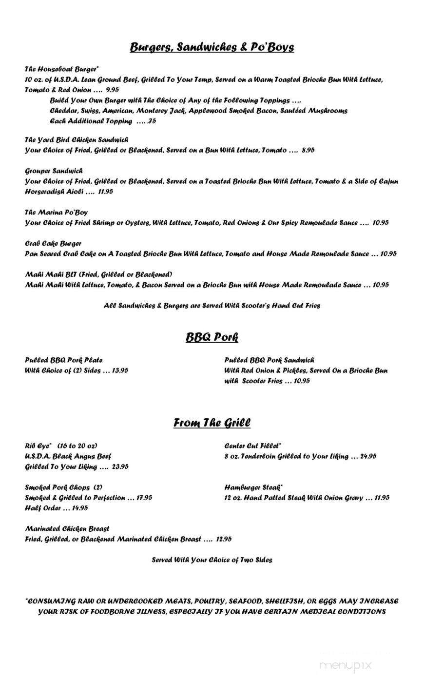 Scooter's Sunset Grill - Bainbridge, GA menu_pic