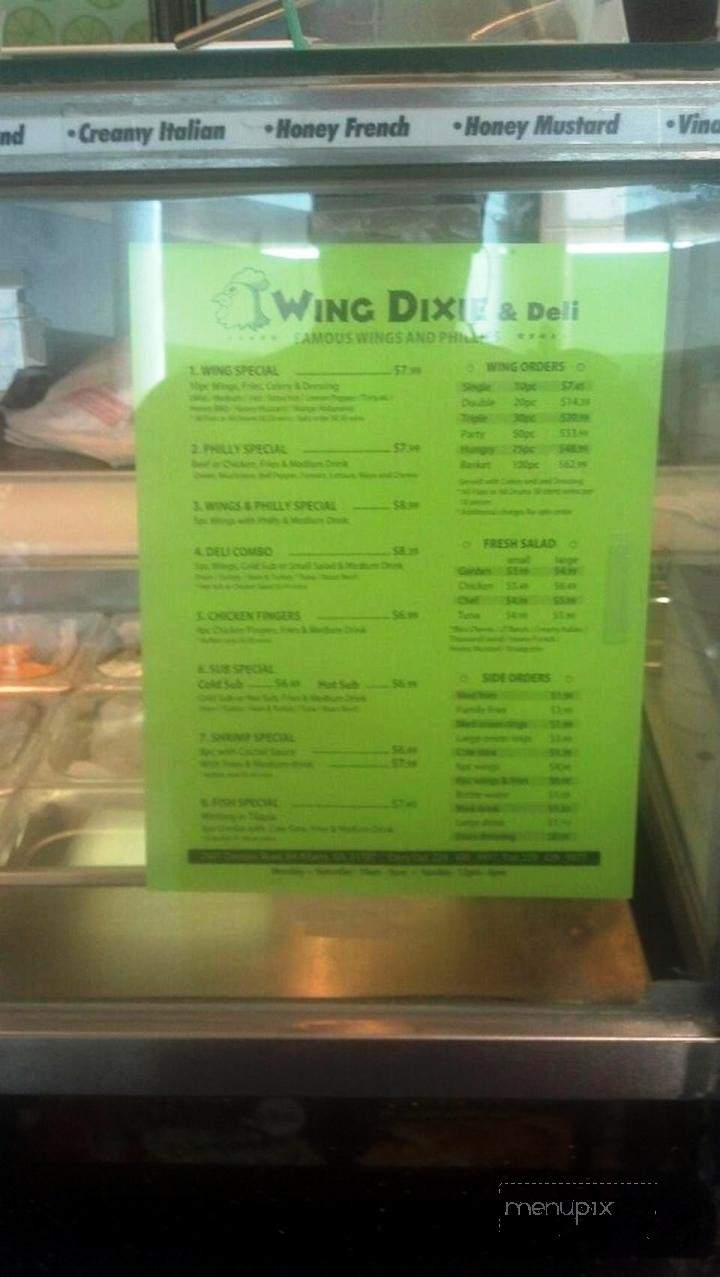 Wing Dixie and Deli - Albany, GA menu_pic