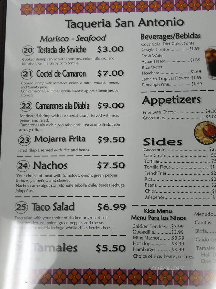 Taqueria San Antonio - Waterford, MI menu_pic
