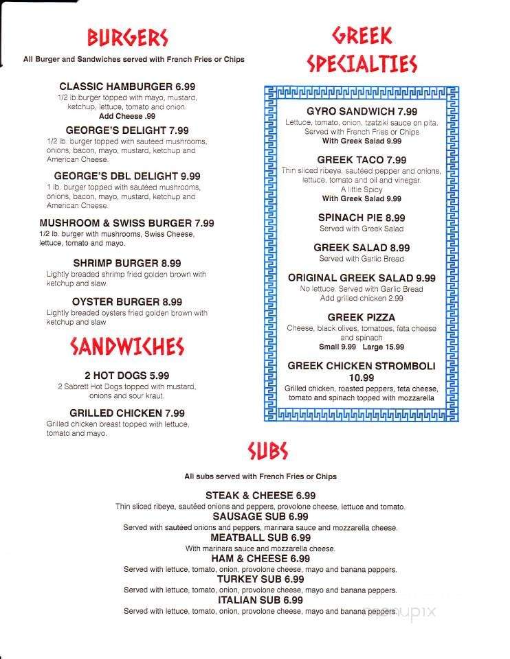 George's Bar and Grill - Morehead City, NC menu_pic