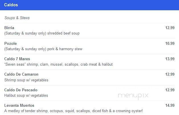 El Tenampa Nightclub - Tacoma, WA menu_pic