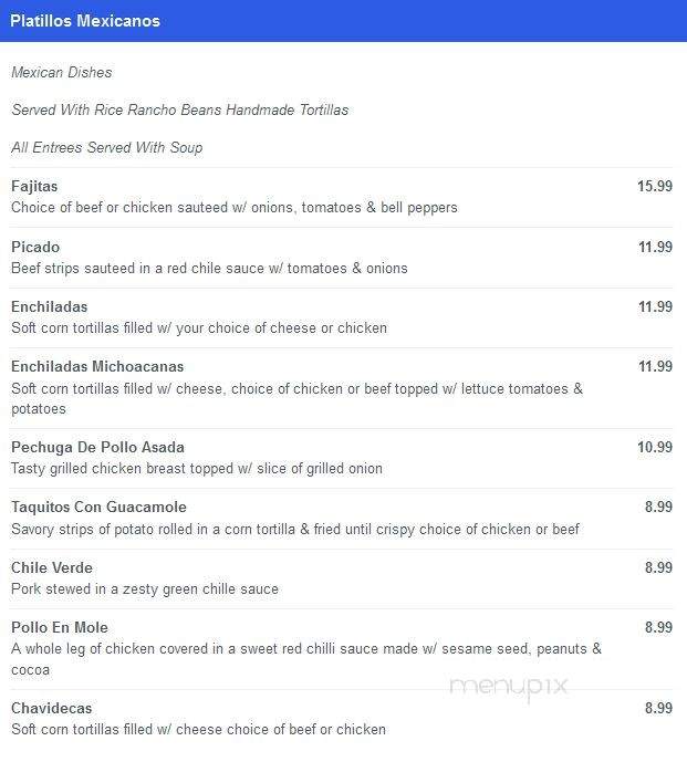 El Tenampa Nightclub - Tacoma, WA menu_pic