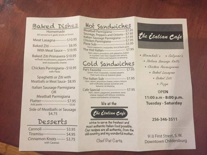 The Italian Cafe - Childersburg, AL menu_pic