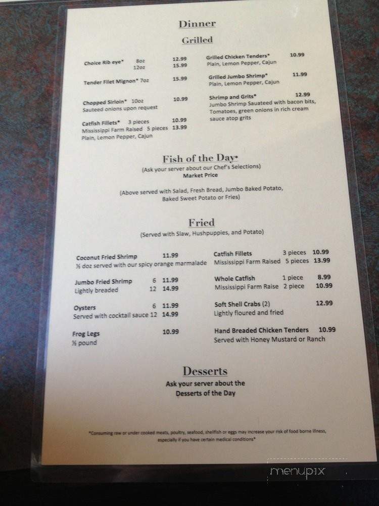 Point Of View Restaurant And Oyster Bar - Cherokee, AL menu_pic