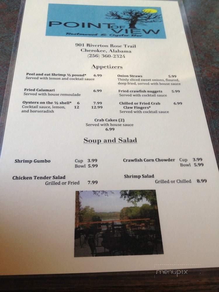 Point Of View Restaurant And Oyster Bar - Cherokee, AL menu_pic