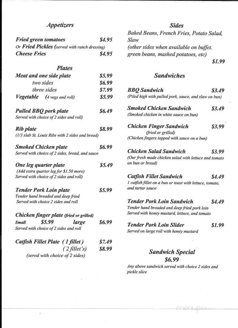 Chuck Wagon Restaurant and BBQ - Guntersville, AL menu_pic