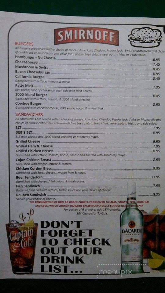On the Rocks - Merton, WI menu_pic