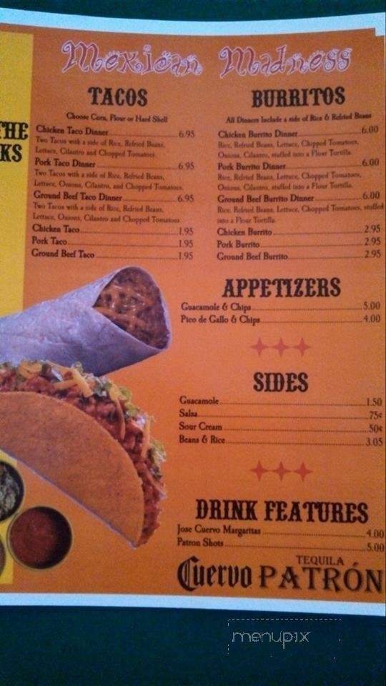 On the Rocks - Merton, WI menu_pic