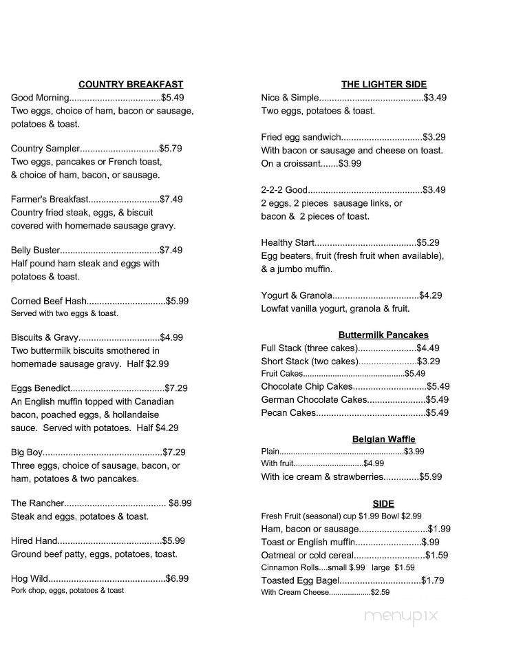 Countryside Restaurant - Darien, WI menu_pic